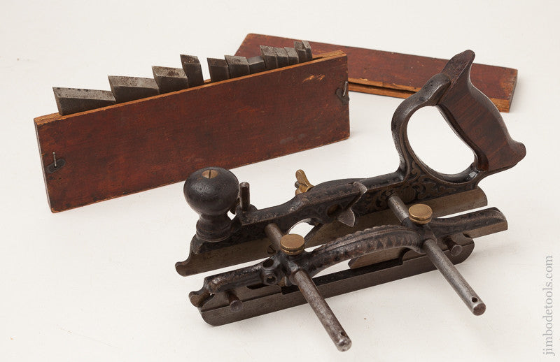 Fine STANLEY No. 46 Skew Plow Plane with 11 Cutters Type 3 circa 1876-79