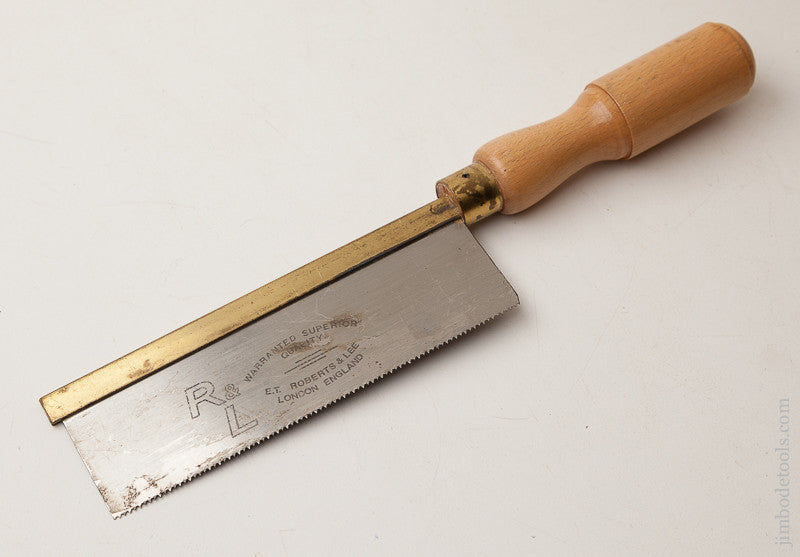 NEAR NEW 15 point 6 inch Rip ROBERTS & LEE Brass Back Dovetail Saw 