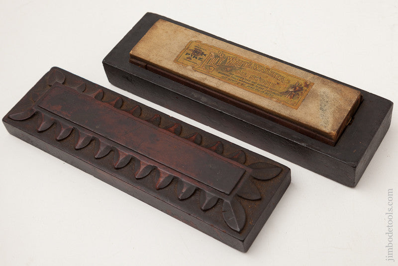 PIKE Lily White Washita Stone in Fancy Carved Rosewood Box With Label!