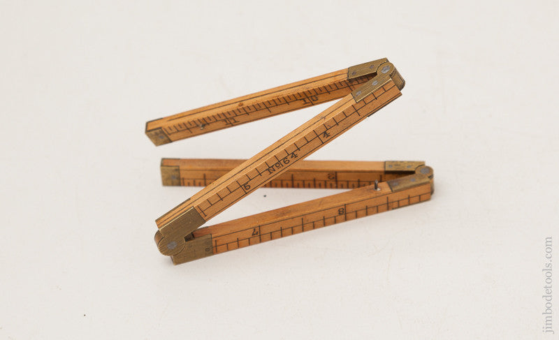 Mint! STANLEY NO. 64 Boxwood and Brass One Foot Four Fold Carpenter's Rule circa 1854-1933 
