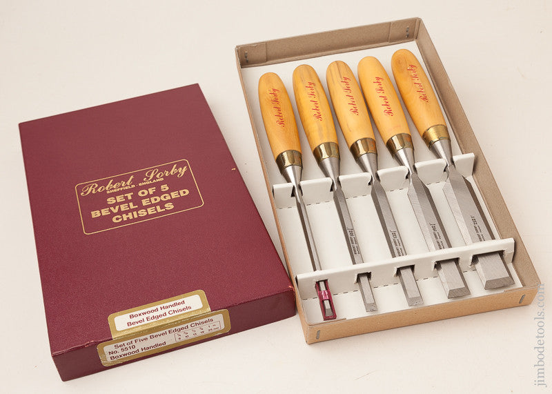 DEAD MINT! Set of Five ROBERT SORBY No. 5510 Bevel Edged Chisels NEW OLD STOCK in Original Box!