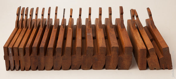 Crisp Set of 15 Hollows & Rounds Molding Planes WITH Two Side Bead Molding Planes and One Rabbet Plane ALL  by M. CRANNE