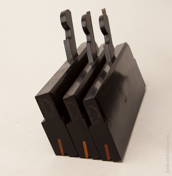 Drop Dead Stunning! NEAR MINT Graduated Set of Three Ebony Side Bead Planes with Boxwood by AZURE TOOL CO AZURE HILLS