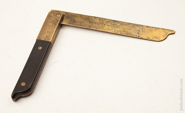 Beautiful 18th Century 7 1/2 x 6 1/2 inch Ebony and Brass Try Square 