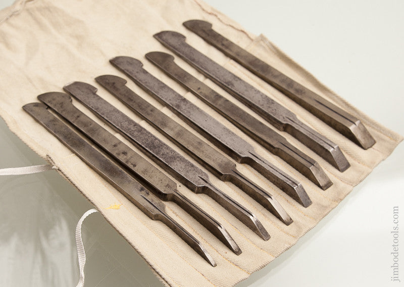 Set of 8 Graduated Plow Plane Irons by DWIGHTS & FRENCH in Roll