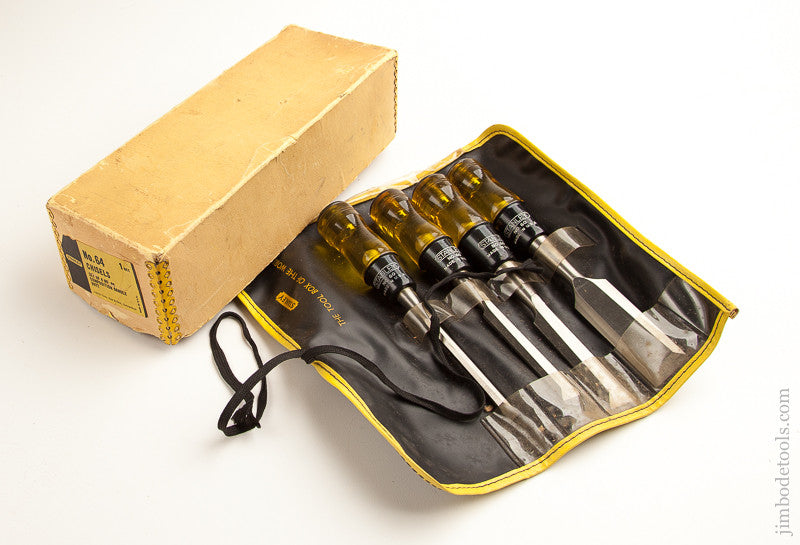 Set of Four STANLEY No. 60 Chisels MINT in Original Roll and Box