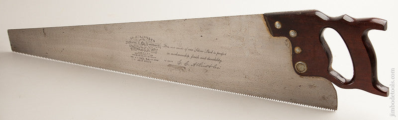 MINT 8 point 26 inch Crosscut ATKINS No. 54 Hand Saw UNUSED