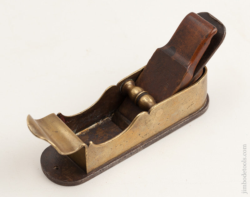 RARE 17th Century Brass and Steel 5 1/4 inch Miter Plane