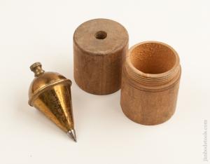 Awesome 1.6 pound 4 inch PERFECTION PAT. PEND Plumb Bob MINT in Original Wooden Case 