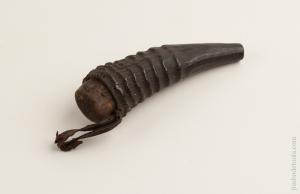 Early 4 3/8 inch Powder Flask Made From a Horn 
