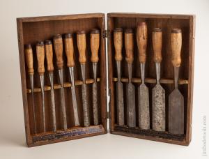 Complete Set of 12 JAMES SWAN No. 61512 Chisels in Original Box!     75023