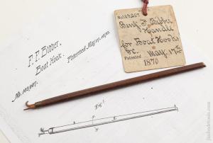 BIBBER May 17, 1870 Patent 7 3/4 inch Boat Hook Patent Model with Patent Office Tag      75493R