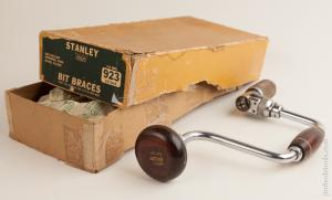 STANLEY No. 923 Bit Brace 10 inch With Decal NEAR MINT in its Original Basket Weave Box     75481R