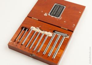 BROWN & SHARPE A-G Letter Stamp Set in Original Wooden Case     75502