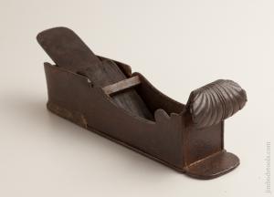  SPECTACULAR! Once in a Lifetime 16th Century Instrument maker's Mitre Plane With Shell Carved Front Bun     75724U