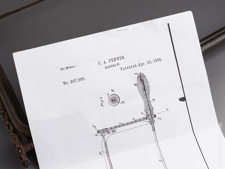 Fantastic FENNER's Patent April 22, 1884 Coping Saw - 46977