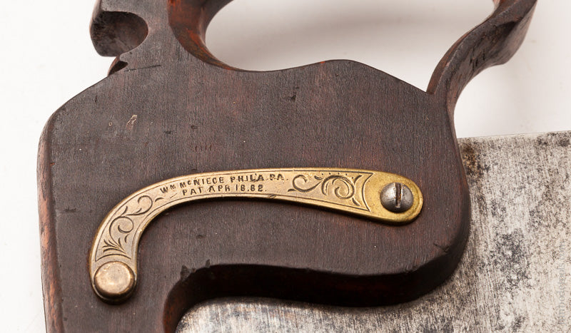 Eight point 26 inch Crosscut Hand Saw with RARE Patented Handle WILLIAM McNIECE - 57573