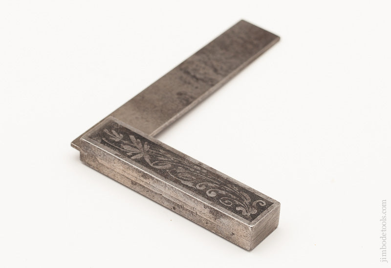 Gorgeous! Ornately Etched Steel Try Square - 58818U