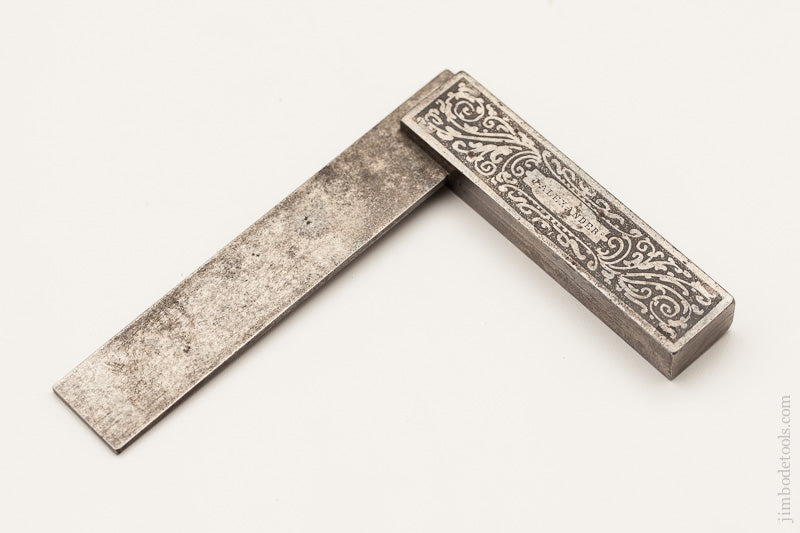 Gorgeous! Ornately Etched Steel Try Square - 58818U