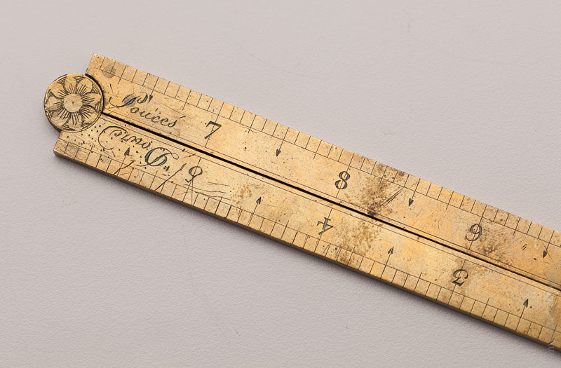 Fancy Brass Pied du Roi (Foot of the King) with Ornate Hinge by CHARLES JOSEPH MEURAND circa 1771-94 - 59402U