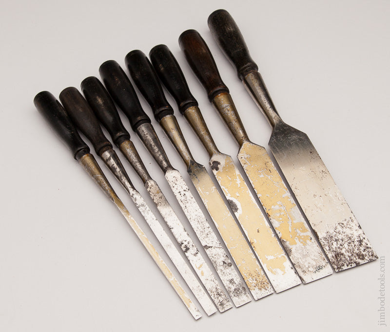 Extra Fine! Set of Eight Bevel Back Chisels by WINCHESTER - 60789Rr