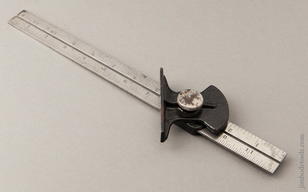 RARE November 10, 1886 Patent Protractor Bevel Gauge on 12 inch STARRETT No. 4GRAD Scale - 62259