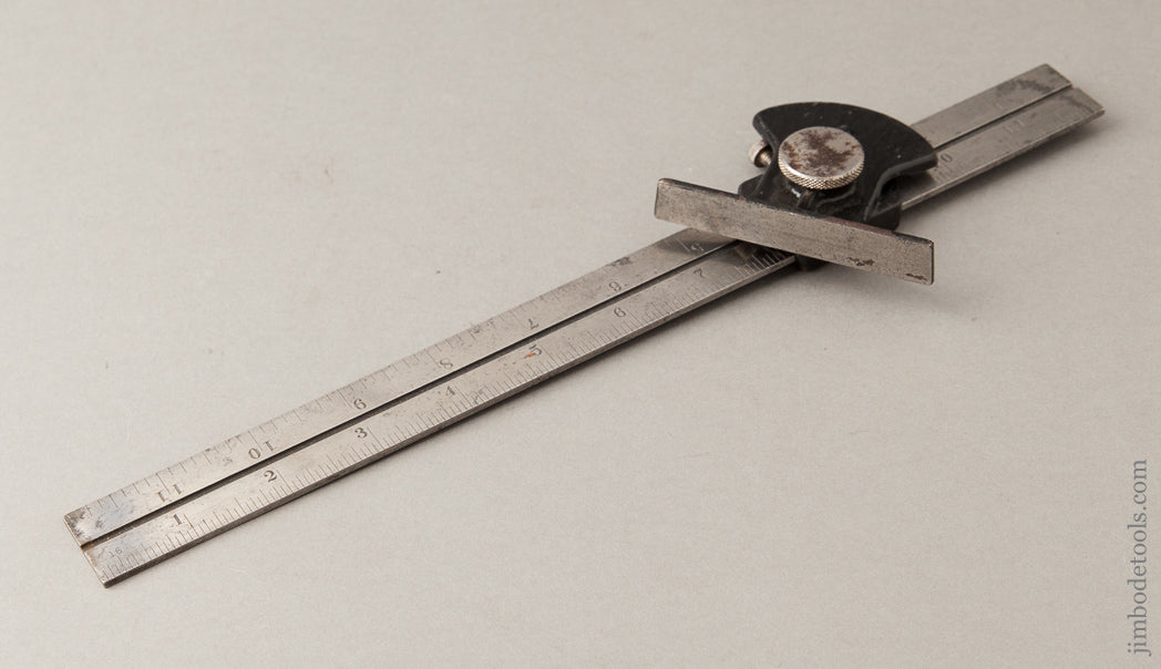 RARE November 10, 1886 Patent Protractor Bevel Gauge on 12 inch STARRETT No. 4GRAD Scale - 62259