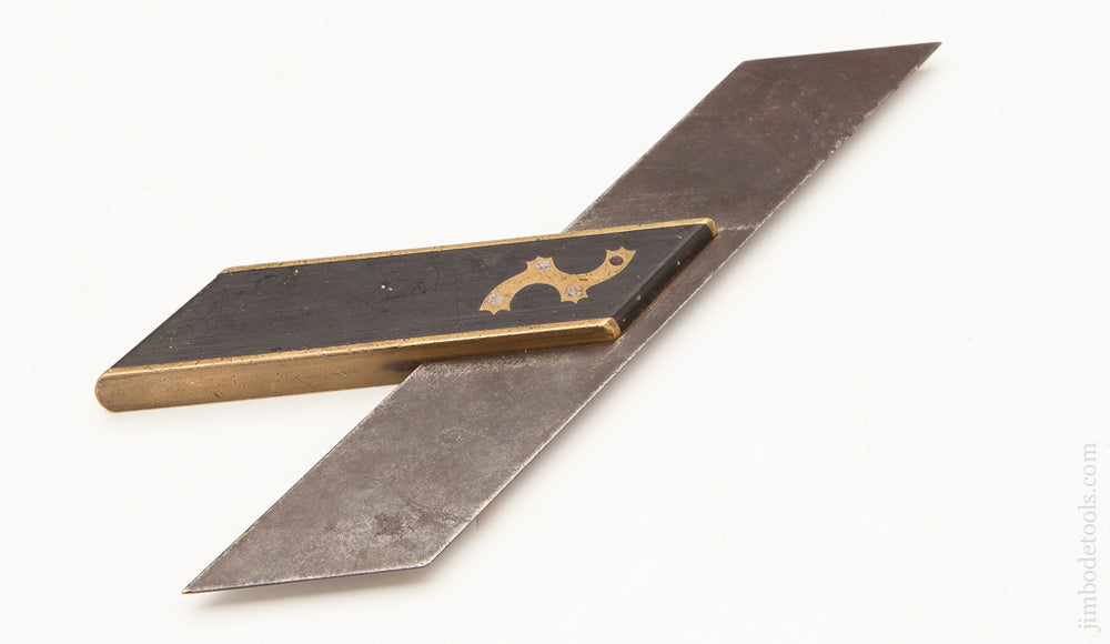 Stunning 12 inch Ebony and Brass Miter Square - 62291R