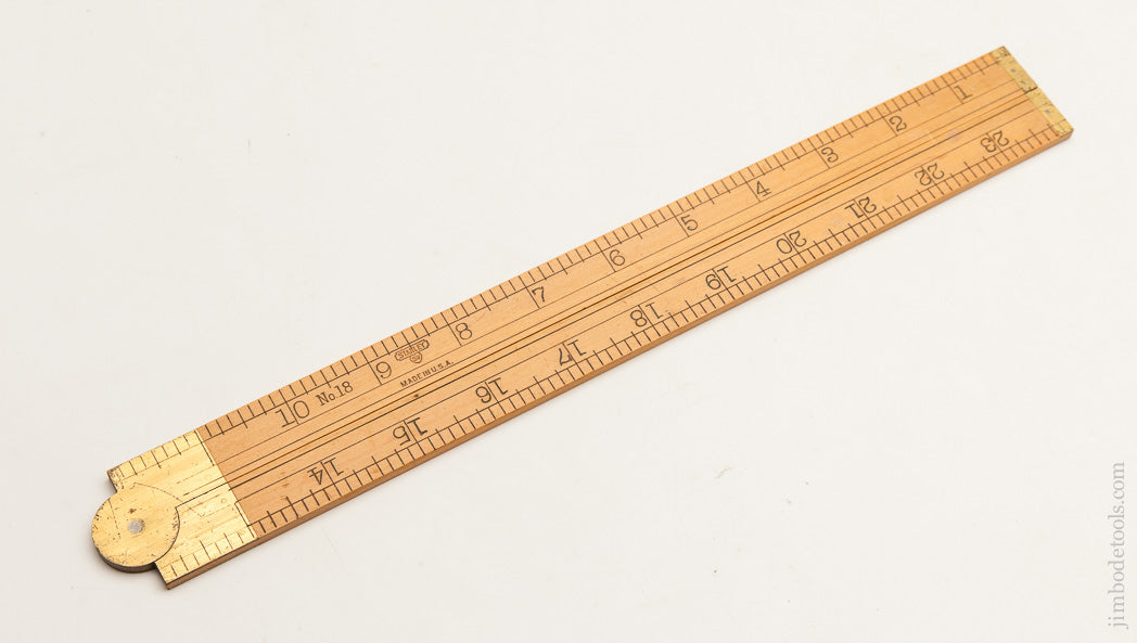 STANLEY NO. 18 Boxwood and Brass Two Foot, Two Fold Carpenter's Rule MINT in its Original Box SWEETHEART - 62318R