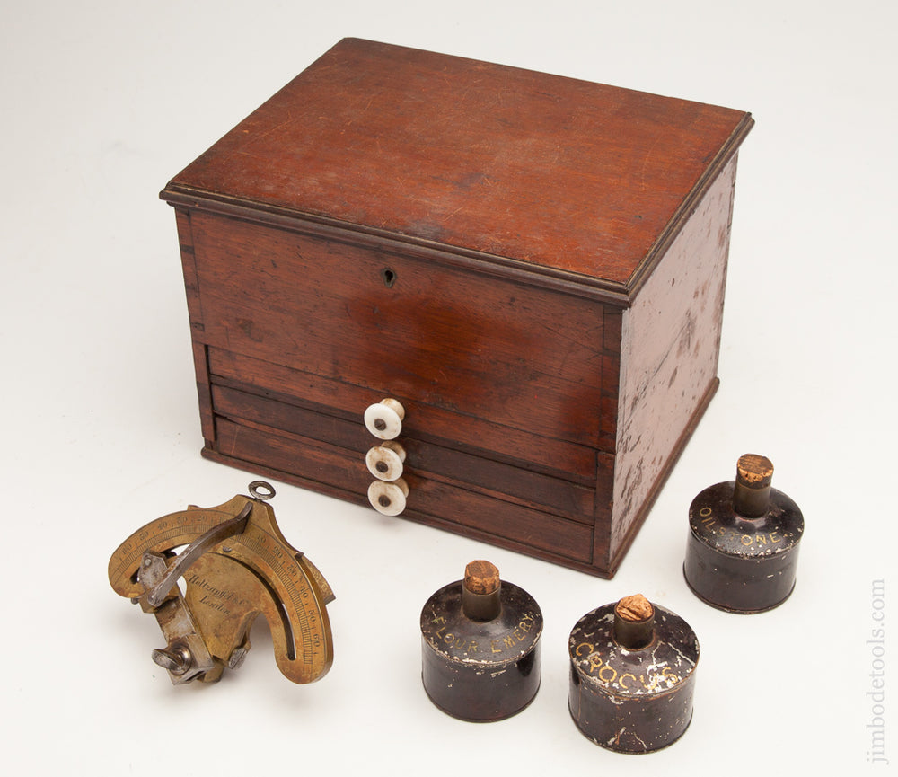 Rare And Exquisite! Holtzapffel Goniostat In Its Original Mahogany Cabinet With Porcelain Pulls - 62484R