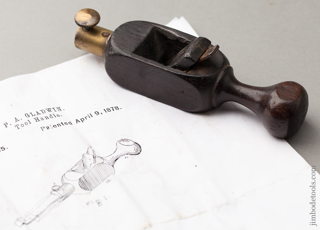 Rare GLADWIN Patent Miniature Rosewood Plane Combination Tool - 62579R