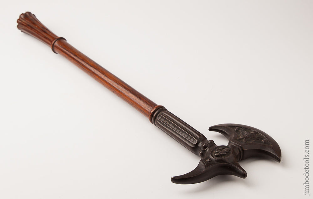 Early Ceremonial Iron Battle Axe with Fluted Rosewood Handle -- 62664U