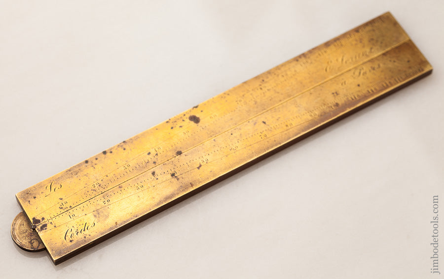 13 inch Folding Extra Heavy Brass Sector Rule E LORIEUX PARIS circa 1825-50 - 62719U