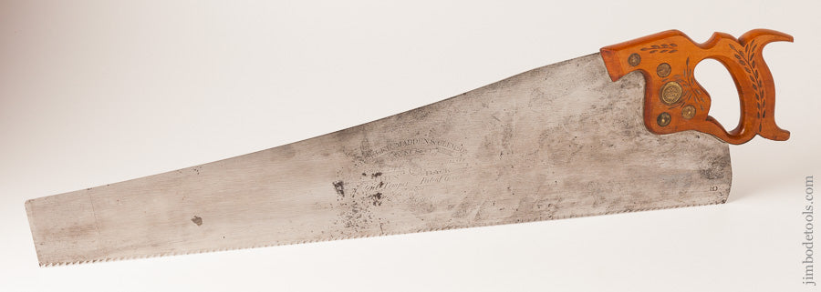 5 point 28 inch Rip WHEELER MADDEN & CLEMSON No. 8 Hand Saw with July 8, 1883 Patent Guard - 63073