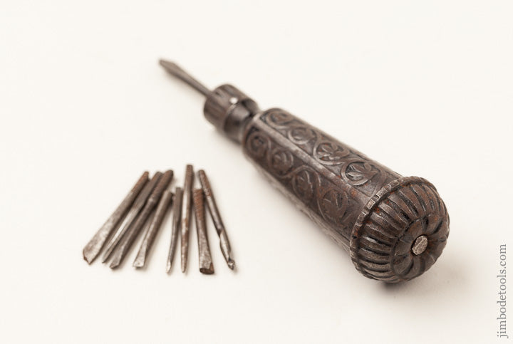 4 3/4 inch STANLEY No. 2 Excelsior Ornate Tool Handle with 9 Bits -- 64175R