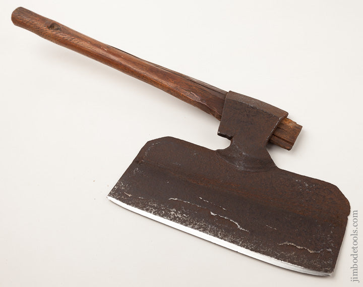 Early and Primitive Cooper's Side Axe with Original 18 inch Offset Handle - 64636