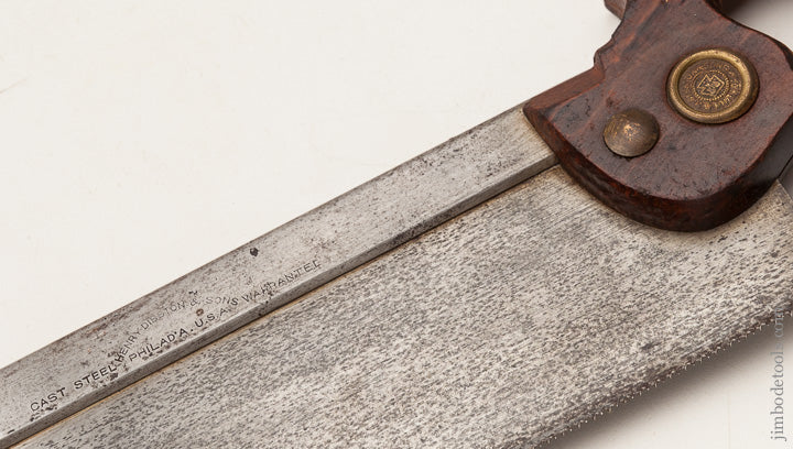 Just Sharpened! 14 point 10 inch Crosscut HENRY DISSTON & SONS No. 4 Back Saw with 1896-1917 Medallion - 65568