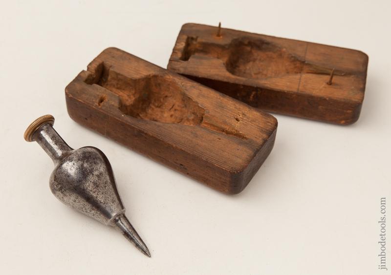 12 ounce 4 1/4 inch Steel Plumb Bob with Brass Cap in Custom Wooden Box - EXCELSIOR 65572