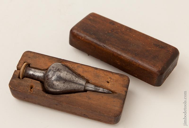 12 ounce 4 1/4 inch Steel Plumb Bob with Brass Cap in Custom Wooden Box - EXCELSIOR 65572