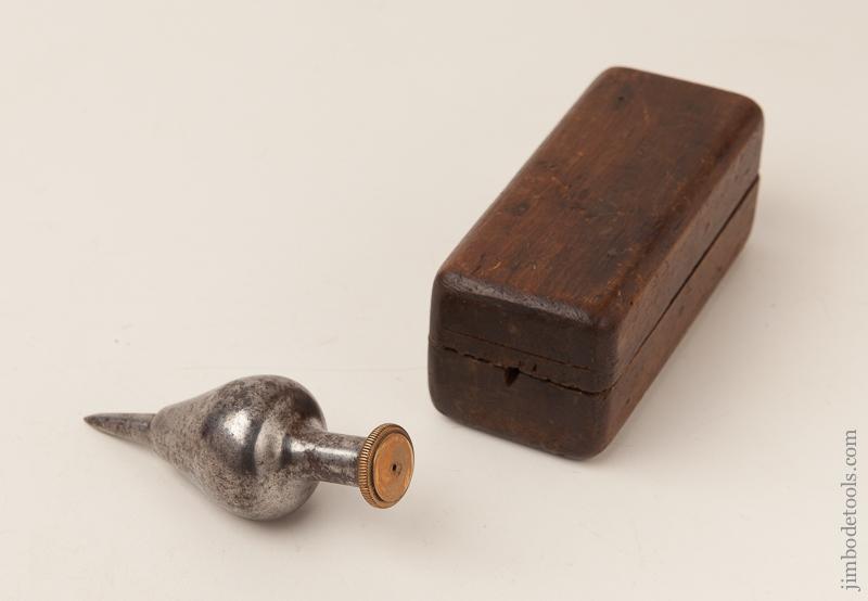 12 ounce 4 1/4 inch Steel Plumb Bob with Brass Cap in Custom Wooden Box - EXCELSIOR 65572