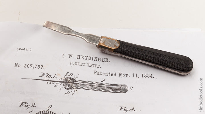 HEYSINGER November 11, 1884 Patent NOVELTY Gravity Pocket Screwdriver - 65631U