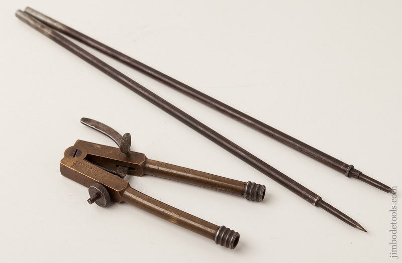 Rare! STODDARD 1872 Patent Brass and Steel Dividers with 13 inch Extensions - 66420