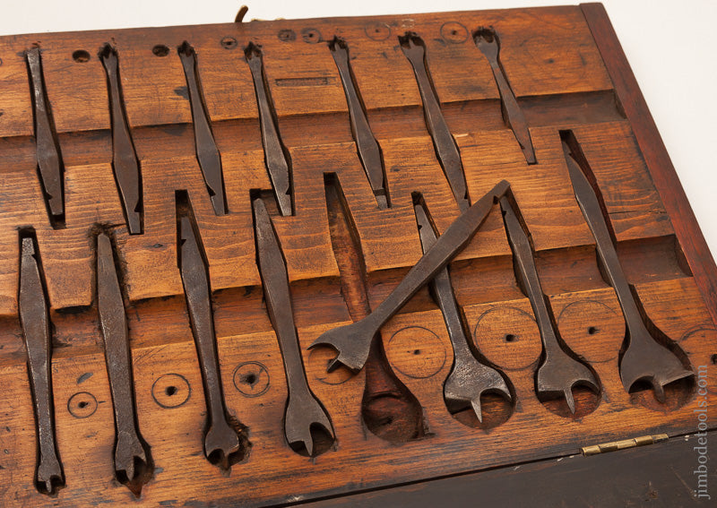 Gorgeous 15 piece Antique Center Bit Set in Fitted Box - 67067