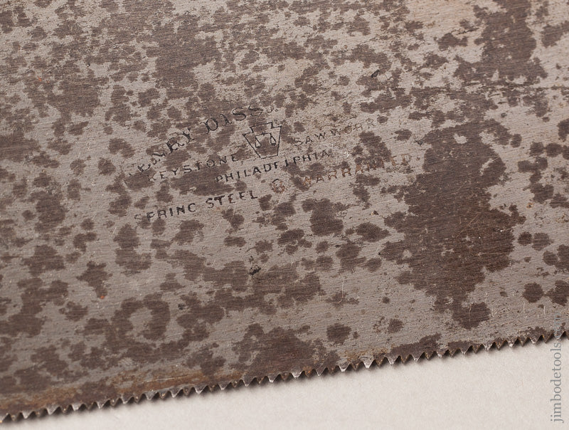 RARE! 12 point 16 inch HENRY DISSTON & SONS Triple Cove No. 8 Half Back Saw -- 67632U