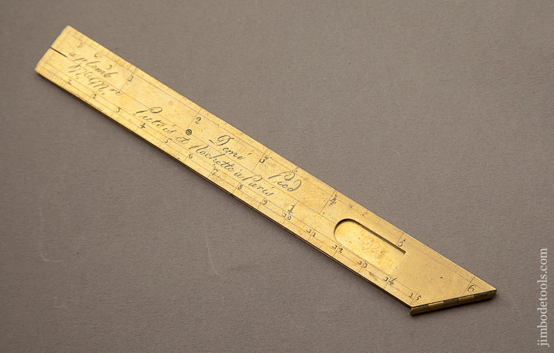 RARE 6 3/4 inch Folding Brass Square and Level by PUTOIS ET ROCHETTE PARIS circa 1785 - 68027U