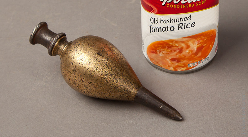 Very Early 5 1/2 inch 24 ounce Brass and Steel Plumb Bob - 68101U