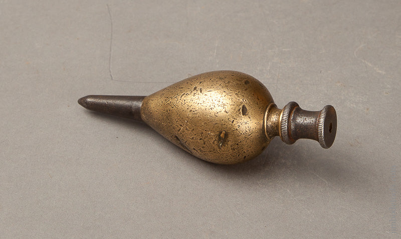 Very Early 5 1/2 inch 24 ounce Brass and Steel Plumb Bob - 68101U