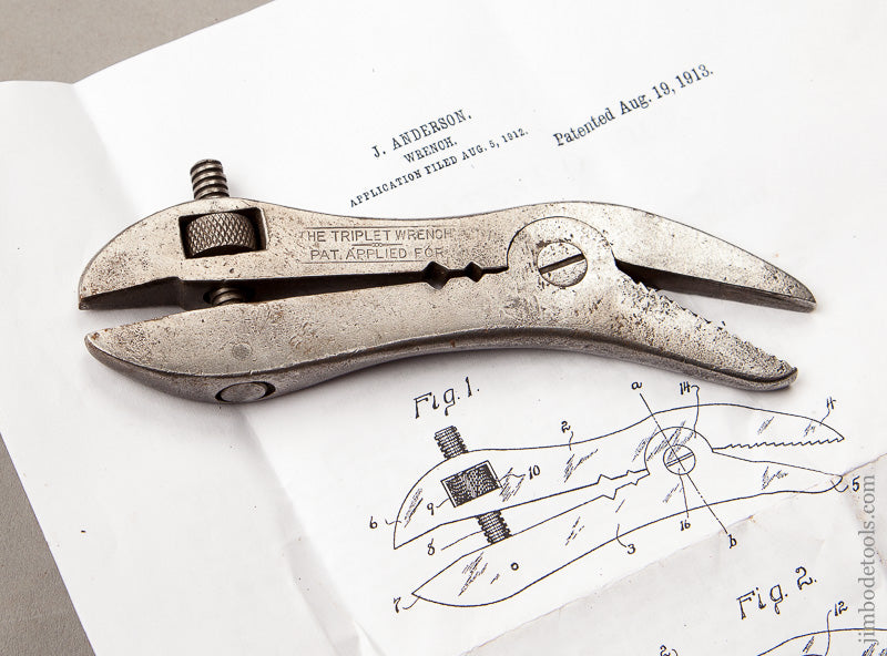STANLEY 5 1/2 Inch ANDERSON August 19, 1913 Patent THE TRIPLET Wrench - 68156R