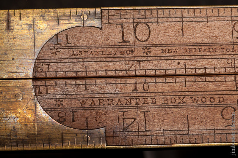 Rare! Type One A. STANLEY & CO. No. 14 Carpenter's Slide Rule with Gunter's Scales -- Fine and Flawless! - 68244U