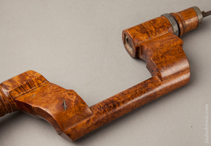 Fabulous Scandinavian Burl Curved Frame Bit Brace with Screw Pad - 68776U